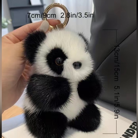 Adorable  big Panda Pendant: Imitation Mink Fur Keychain - Picture 3 of 7